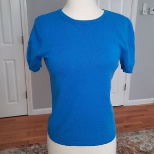 Lord & Taylor blue cashmere short sleeve top